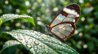 Glasswinged Butterfly Macro Desktop Wallpaper